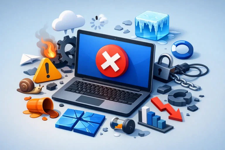 7 erros mais comuns que travam o Windows