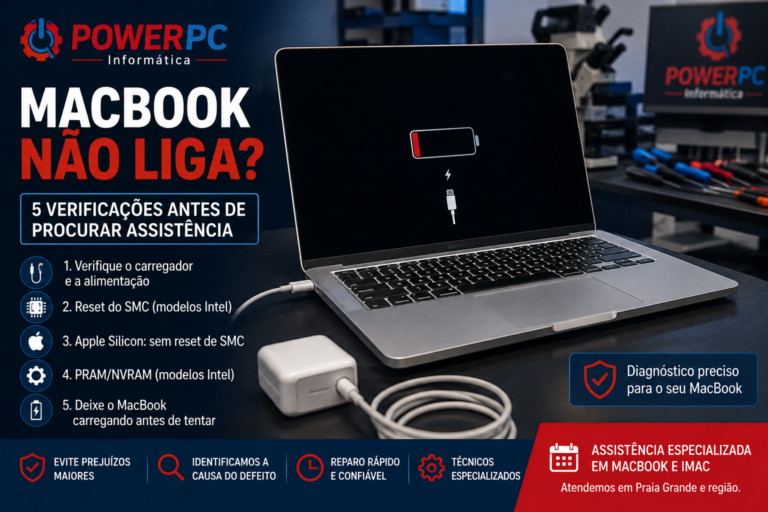 MacBook não liga com bateria descarregada – assistência técnica PowerPC
