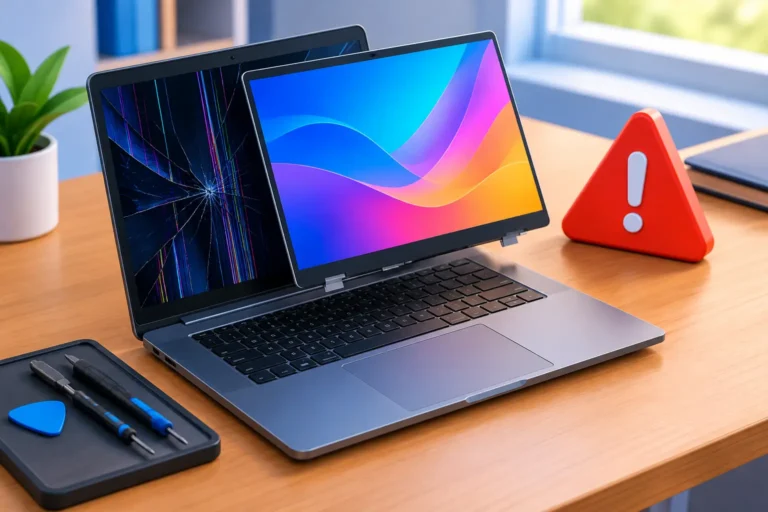 Caso de tela trocada e os riscos no notebook